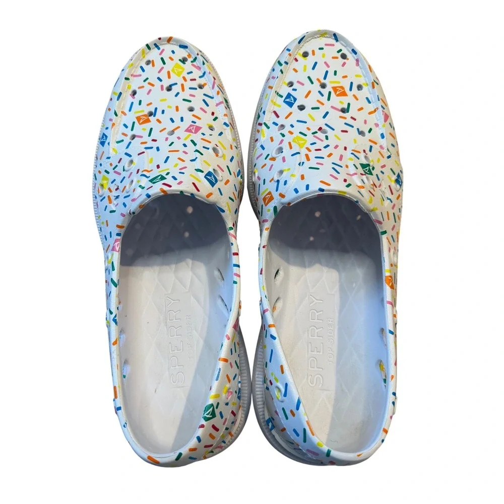Sperry‎ Authentic Original Float Boat Shoes White Multi Sprinkle Print Mens 9